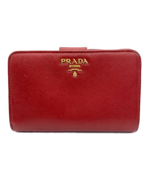 PRADA（プラダ）PRADA (プラダ) ラウンドファスナー財布 レッドの古着・服飾アイテム