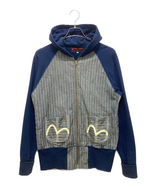 HIDEHIKO YAMANE（ヒデヒコ ヤマネ）HIDEHIKO YAMANE (ヒデヒコ ヤマネ) ジップパーカー ネイビー×グレー サイズ:38の古着・服飾アイテム