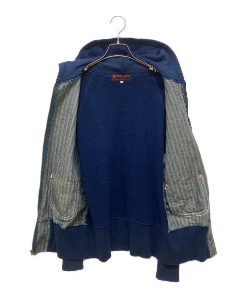 HIDEHIKO YAMANE（ヒデヒコ ヤマネ）HIDEHIKO YAMANE (ヒデヒコ ヤマネ) ジップパーカー ネイビー×グレー サイズ:38の古着・服飾アイテム