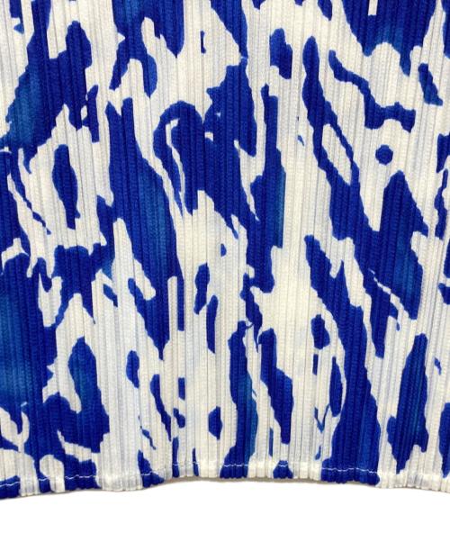 PLEATS PLEASE（プリーツプリーズ）PLEATS PLEASE (プリーツプリーズ) ノースリーブカットソー ホワイト×ブルー サイズ:サイズ 3の古着・服飾アイテム