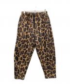 GLIM CLAPグリムクラップ）の古着「Fleece fabric pants -leopard pattern-」｜ブラック×カーキ