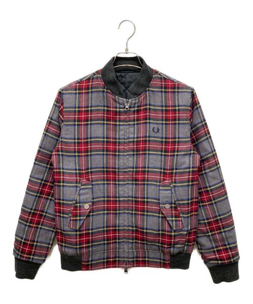 FRED PERRY（フレッドペリー）FRED PERRY (フレッドペリー) キルティングブルゾン ブラック×グレー×レッド サイズ:身長165～175の古着・服飾アイテム