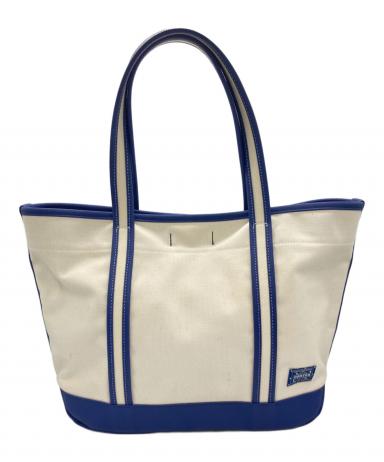 希少　PORTER GIRL　ボーイフレンド　トートバック　ハンドバック　白　青 中古・古着通販】PORTER GIRL (ポーターガール) ボーイフレンドトート