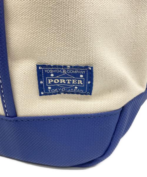 PORTER GIRL（ポーターガール）PORTER GIRL (ポーターガール) ボーイフレンドトート ブルー×ホワイトの古着・服飾アイテム