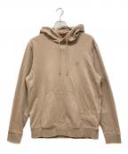BOSSボス）の古着「コットンテリー フーディ ロゴパッチ」｜ブラウン
