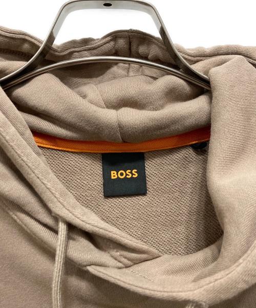 BOSS（ボス）BOSS (ボス) コットンテリー フーディ ロゴパッチ ブラウン サイズ:Mサイズの古着・服飾アイテム