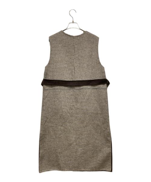green label relaxing（グリーンレーベルリラクシング）green label relaxing (グリーンレーベルリラクシング) ロングジレ ベージュ×ブラック サイズ:FREEの古着・服飾アイテム