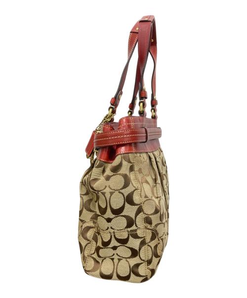 COACH（コーチ）COACH (コーチ) ハンドバッグ ブラウン×レッドの古着・服飾アイテム