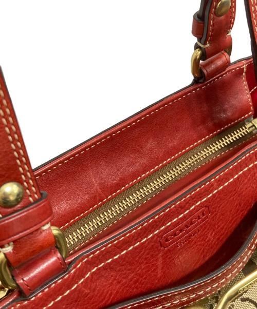 COACH（コーチ）COACH (コーチ) ハンドバッグ ブラウン×レッドの古着・服飾アイテム