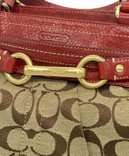 COACH（コーチ）COACH (コーチ) ハンドバッグ ブラウン×レッドの古着・服飾アイテム