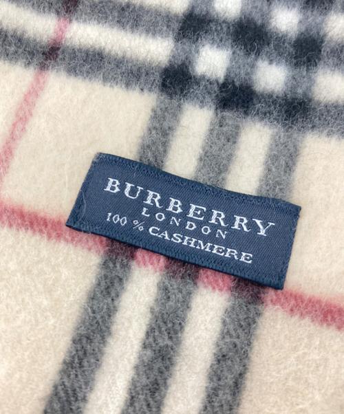BURBERRY LONDON（バーバリーロンドン）BURBERRY LONDON (バーバリーロンドン) カシミヤストール ブラック×ベージュの古着・服飾アイテム