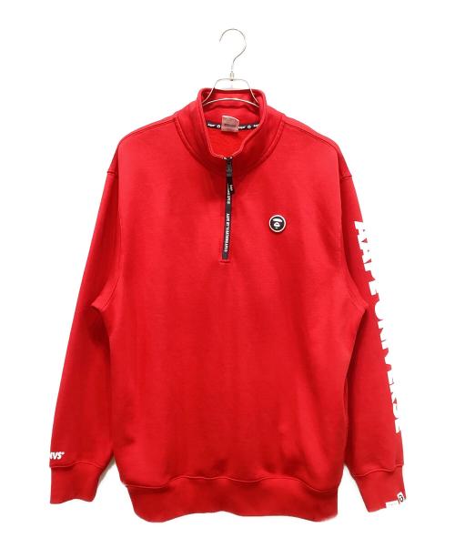 Aape BY A BATHING APE（エーエイプ バイ アベイシングエイプ）Aape BY A BATHING APE (エーエイプ バイ アベイシングエイプ) ハーフジップスウェット レッド サイズ:XLサイズの古着・服飾アイテム