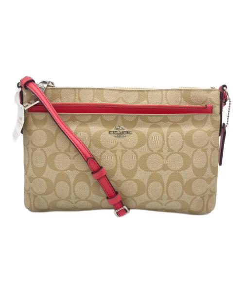 COACH（コーチ）COACH (コーチ) クロスボディショルダーバッグ ベージュ×ピンクの古着・服飾アイテム