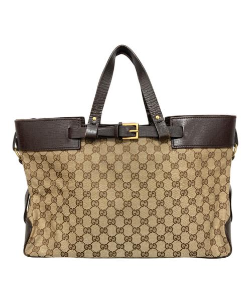 GUCCI（グッチ）GUCCI (グッチ) キャンバストートバッグ ブラウンの古着・服飾アイテム
