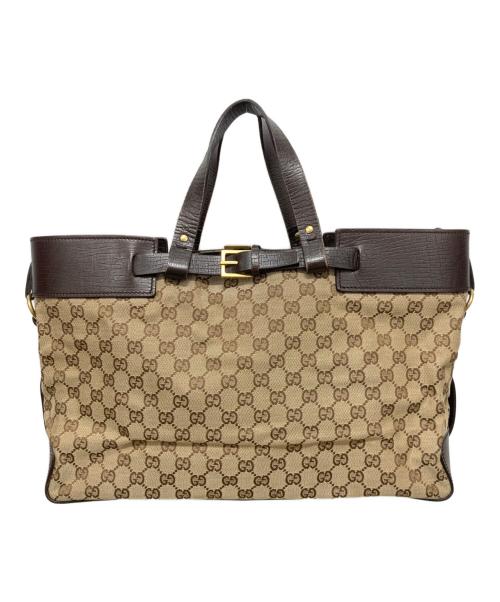 GUCCI（グッチ）GUCCI (グッチ) キャンバストートバッグ ブラウンの古着・服飾アイテム