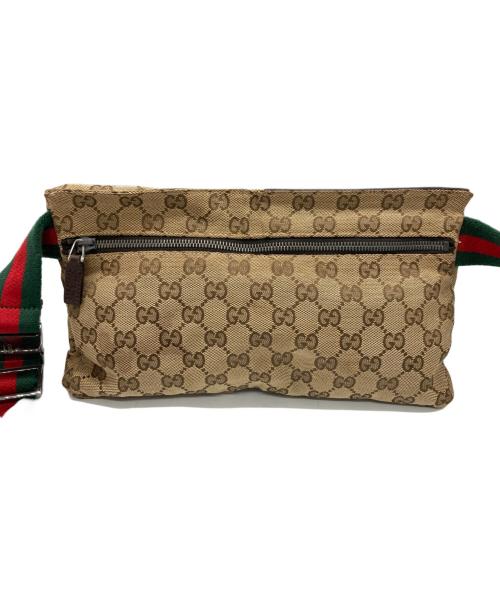GUCCI（グッチ）GUCCI (グッチ) ウエストポーチ/GGキャンバス ブラウン×ベージュの古着・服飾アイテム