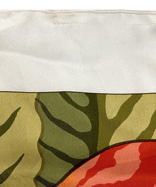 HERMES（エルメス）HERMES (エルメス) シルクスカーフ レッド×グリーンの古着・服飾アイテム