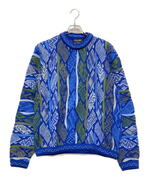 Coogi（クージー）Coogi (クージー) 3Dニット ブルー×グリーン サイズ:Mサイズの古着・服飾アイテム