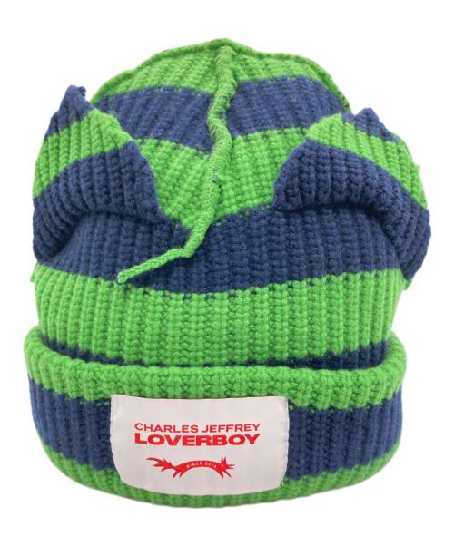 CHARLES JEFFREY LOVERBOY（チャールズ ジェフリー ラバーボーイ）CHARLES JEFFREY LOVERBOY (チャールズ ジェフリー ラバーボーイ) ニット帽 グリーン×ネイビーの古着・服飾アイテム