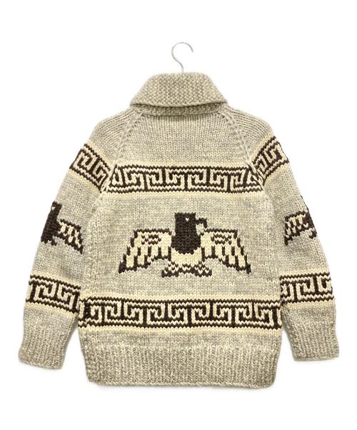 TUAK（トゥアック）TUAK (トゥアック) カウチンニットカーディガン グレー×ベージュ サイズ:SIZE 表記なしの古着・服飾アイテム