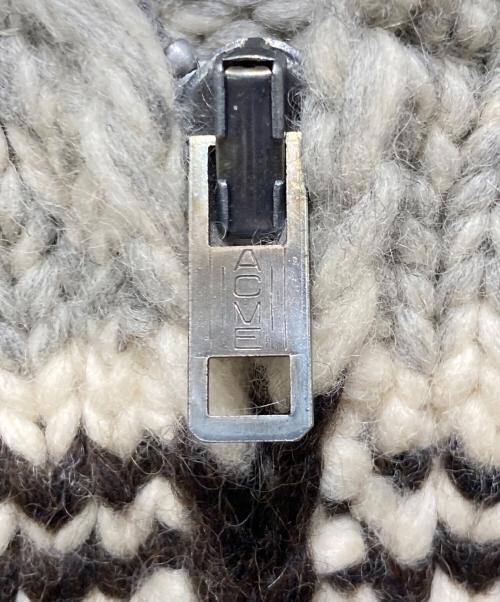 TUAK（トゥアック）TUAK (トゥアック) カウチンニットカーディガン グレー×ベージュ サイズ:SIZE 表記なしの古着・服飾アイテム