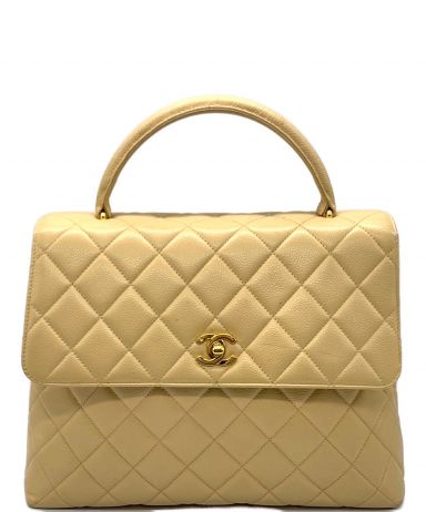 CHANELベージュ ハンドバッグ 格子模様 CHANELベージュ ハンドバッグ 格子模様