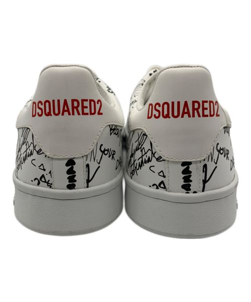 DSQUARED2（ディースクエアード）DSQUARED2 (ディースクエアード) スケッチモチーフプリントスニーカー ホワイト サイズ:25cmの古着・服飾アイテム