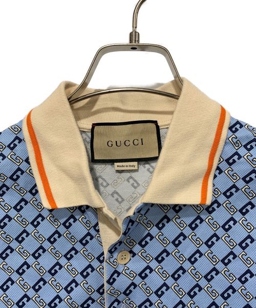 GUCCI（グッチ）GUCCI (グッチ) ポロシャツ ブルー サイズ:Mの古着・服飾アイテム