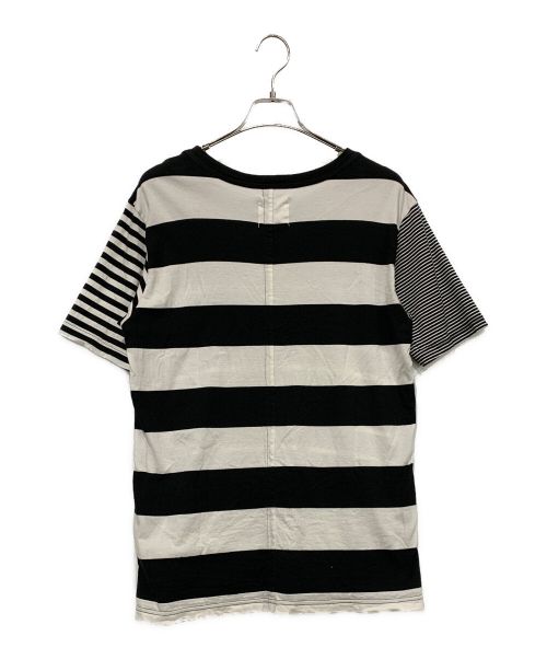 TAKAHIROMIYASHITA TheSoloIst.（タカヒロミヤシタ ザソロイスト）TAKAHIROMIYASHITA TheSoloIst. (タカヒロミヤシタ ザソロイスト) crew neck striped s/s tee.  ホワイト×ブラック サイズ:SIZE48の古着・服飾アイテム
