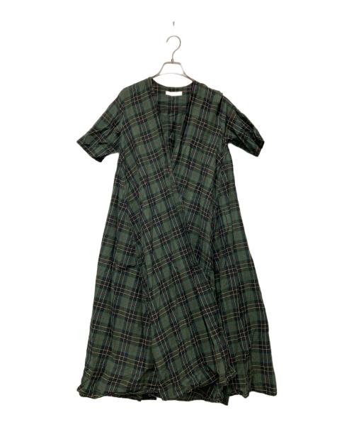 homspun（ホームスパン）homspun (ホームスパン) カシュクールシャツワンピース グリーン サイズ:FREEの古着・服飾アイテム