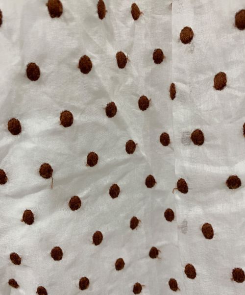 homspun（ホームスパン）homspun (ホームスパン) オーガンジー水玉刺繍 ペチコート付ギャザースカート ホワイト×ブラウン サイズ:FREEの古着・服飾アイテム