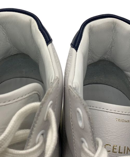 CELINE（セリーヌ）CELINE (セリーヌ) SNEAKER HI リオンフ レースアップ ミッド スニーカー ホワイト サイズ:26.5cmの古着・服飾アイテム