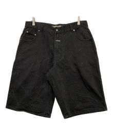 BOSS（ボス）の古着「ブラックハーフデニムパンツ」｜ブラック