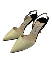 JIMMY CHOO（ジミーチュウ）の古着「ポインテッドトゥサンダル」｜ベージュ×ブラック