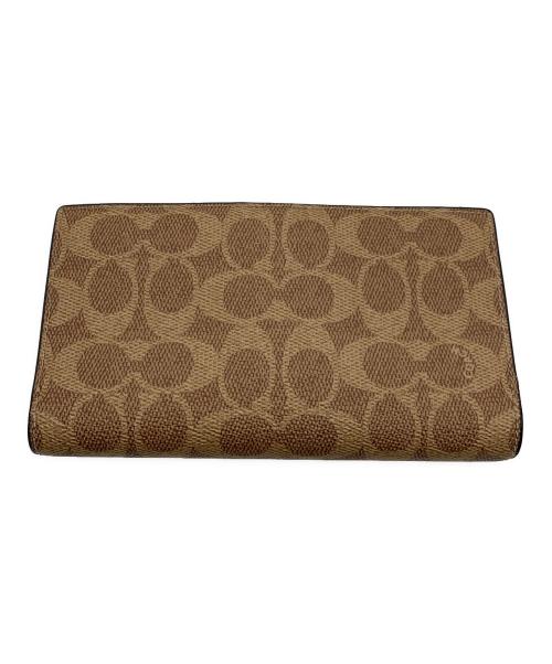 COACH（コーチ）COACH (コーチ) スリムジップウォレット ベージュ×ブラウンの古着・服飾アイテム