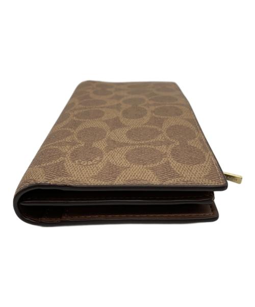 COACH（コーチ）COACH (コーチ) スリムジップウォレット ベージュ×ブラウンの古着・服飾アイテム