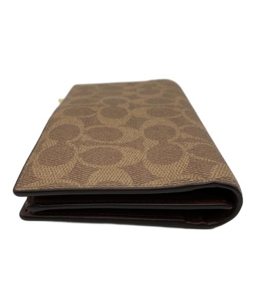 COACH（コーチ）COACH (コーチ) スリムジップウォレット ベージュ×ブラウンの古着・服飾アイテム