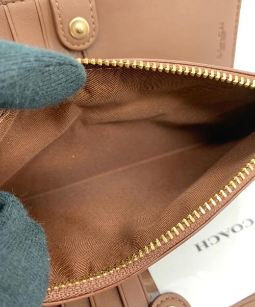 COACH（コーチ）COACH (コーチ) スリムジップウォレット ベージュ×ブラウンの古着・服飾アイテム