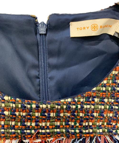 TORY BURCH（トリーバーチ）TORY BURCH (トリーバーチ) ツイードワンピース ネイビー×レッド サイズ:SIZE 2の古着・服飾アイテム