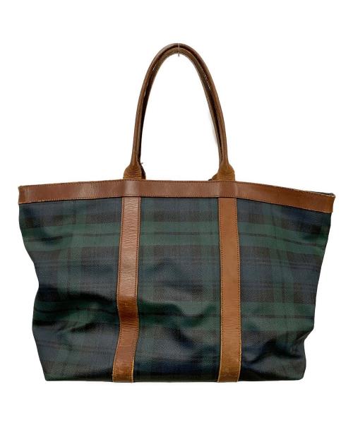 POLO RALPH LAUREN（ポロ・ラルフローレン）POLO RALPH LAUREN (ポロ・ラルフローレン) ビッグトートバッグ グリーン×ブラウンの古着・服飾アイテム