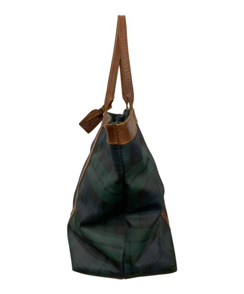 POLO RALPH LAUREN（ポロ・ラルフローレン）POLO RALPH LAUREN (ポロ・ラルフローレン) ビッグトートバッグ グリーン×ブラウンの古着・服飾アイテム