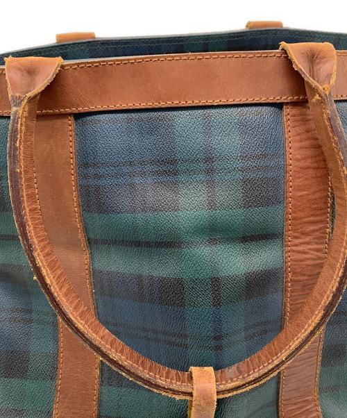 POLO RALPH LAUREN（ポロ・ラルフローレン）POLO RALPH LAUREN (ポロ・ラルフローレン) ビッグトートバッグ グリーン×ブラウンの古着・服飾アイテム
