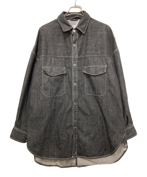 PUBLIC TOKYO（パブリックトウキョウ）PUBLIC TOKYO (パブリックトウキョウ) SHIOTA 2WAY デニムビッグシャツ ブラック サイズ:SIZE 2の古着・服飾アイテム