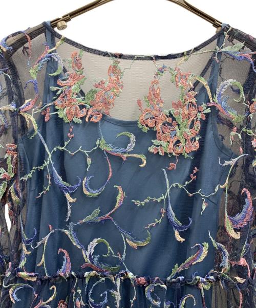Diagram（ダイアグラム）Diagram (ダイアグラム) Diagram　花柄 刺繍 チュール ガウン ワンピース ブルー サイズ:SIZE 36の古着・服飾アイテム