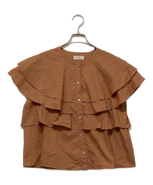 IENA（イエナ）IENA (イエナ) コットンシルクフリルブラウス ブラウン サイズ:Freeの古着・服飾アイテム