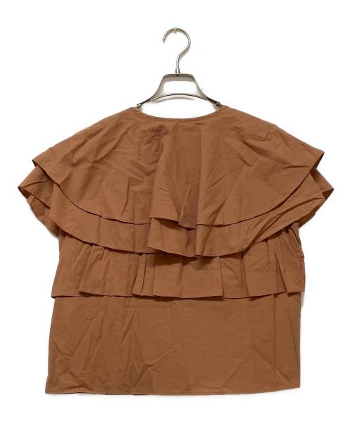 IENA（イエナ）IENA (イエナ) コットンシルクフリルブラウス ブラウン サイズ:Freeの古着・服飾アイテム