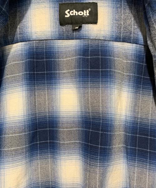 Schott（ショット）Schott (ショット) オンブレチェック フランネルシャツ ブルー×ホワイト サイズ:Mサイズの古着・服飾アイテム