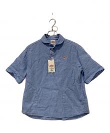 DANTON（ダントン）の古着「コットンリネン ストライプバンドカラーシャツ」｜スカイブルー