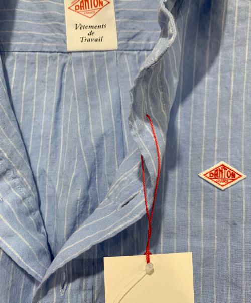 DANTON（ダントン）DANTON (ダントン) コットンリネン ストライプバンドカラーシャツ スカイブルー サイズ:SIZE 36の古着・服飾アイテム