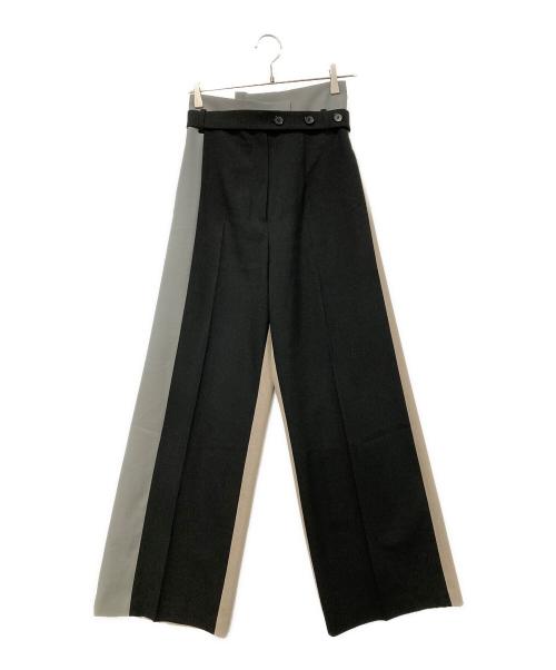 UNITED TOKYO（ユナイテッドトーキョー）UNITED TOKYO (ユナイテッドトーキョー) アシメベルテッドバイカラーセンタープレスパンツ ブラック×ベージュ サイズ:SIZE 3の古着・服飾アイテム